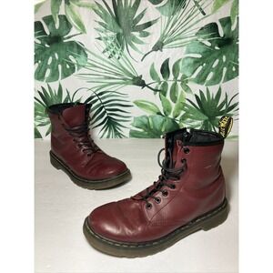 Dr Martens Docs Delaney Combat Boots Womens Size 5 Men 4 Red Leather SK05Q